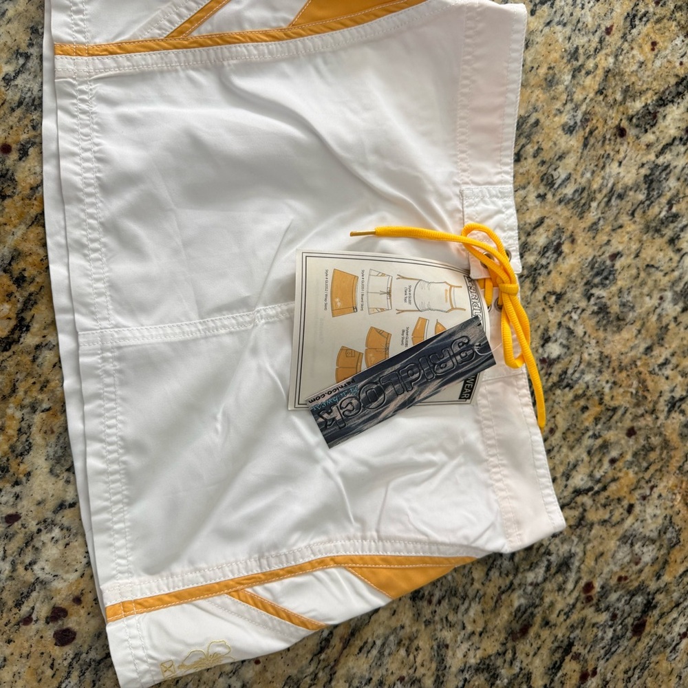 Y2K White Swim skirt with Yellow Accent